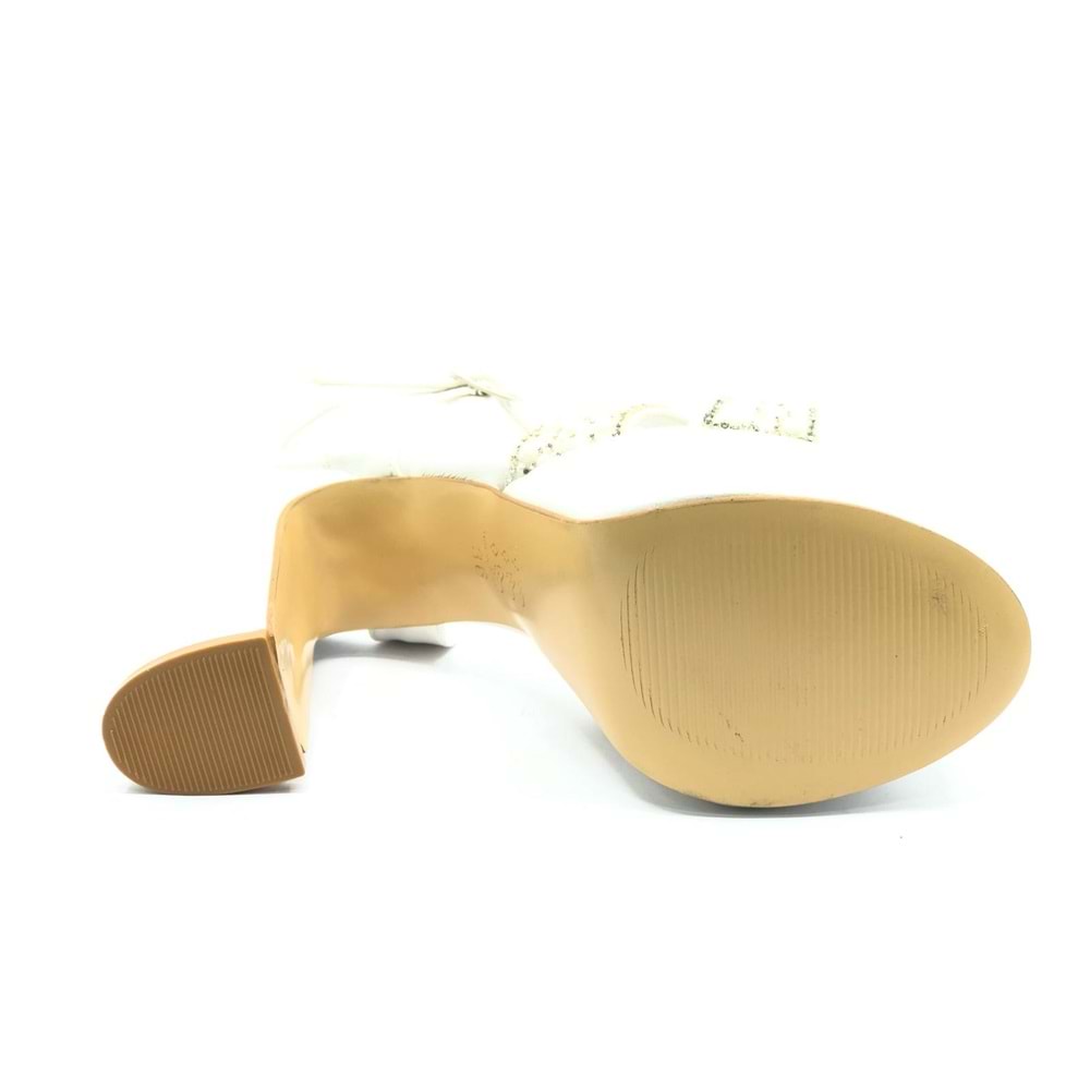 Feles Çapraz Taş Detaylı 13 cm Yüksek Platform Topuklu Taşlı Kadın Abiye Ayakkabı