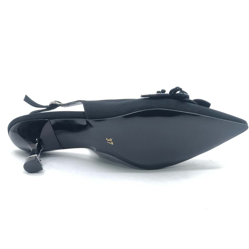 Feles Çiçek Taş Toka Detaylı Arkası Açık Stiletto Kadın Topuklu Ayakkabı