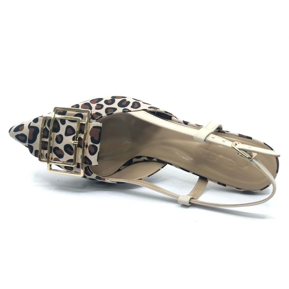Feles Önü Toka Detaylı Arkası Açık Stiletto Kadın Topuklu Ayakkabı