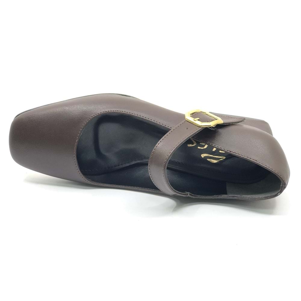 Feles Pars Jane Küt Burunlu Kadın Kısa Topuklu Kadın Babet Ayakkabı