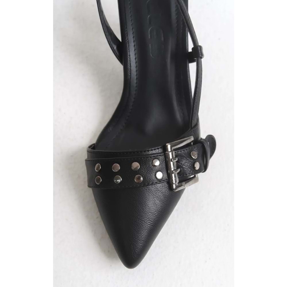 Feles Zımba Toka Detaylı Arkası Açık Stiletto Kadın Topuklu Ayakkabı