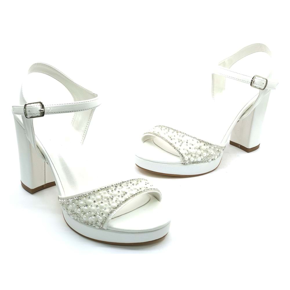 Feles Taşlı Platform Tek Bant Topuklu Kadın Abiye Ayakkabı