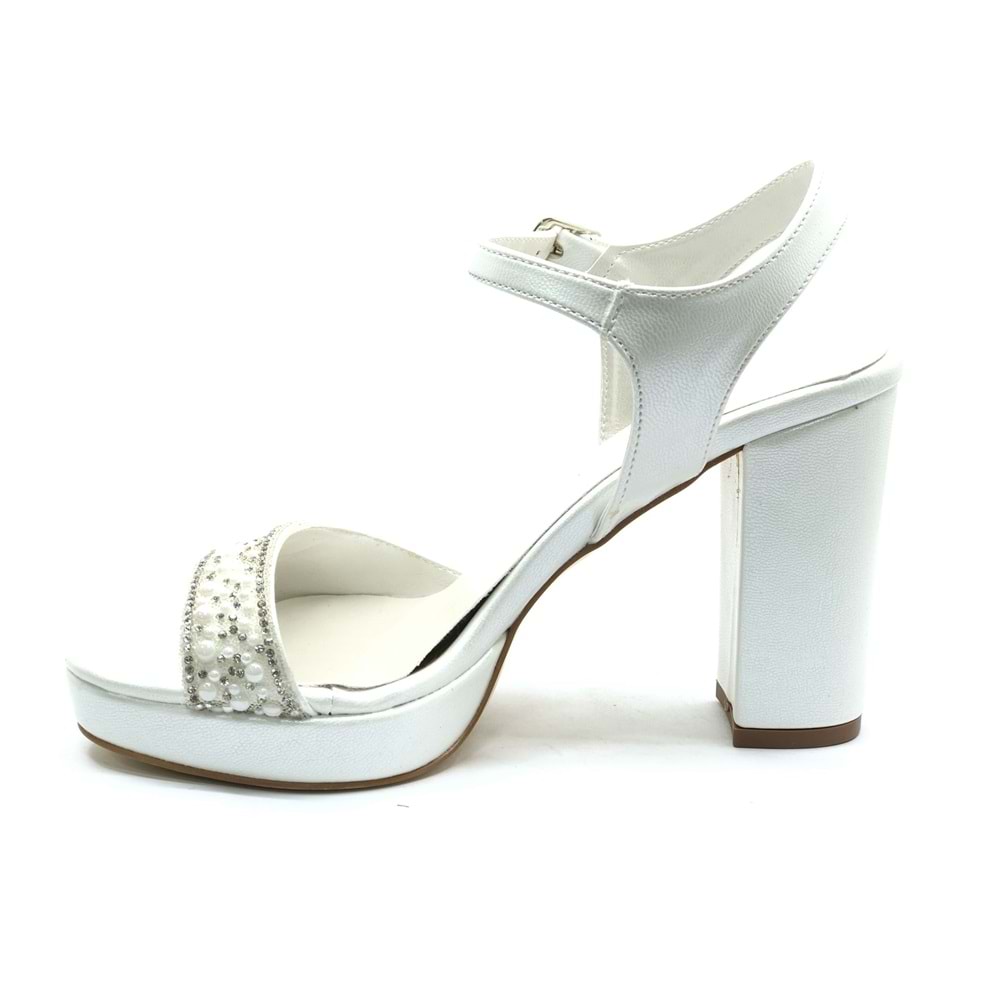 Feles Taşlı Platform Tek Bant Topuklu Kadın Abiye Ayakkabı