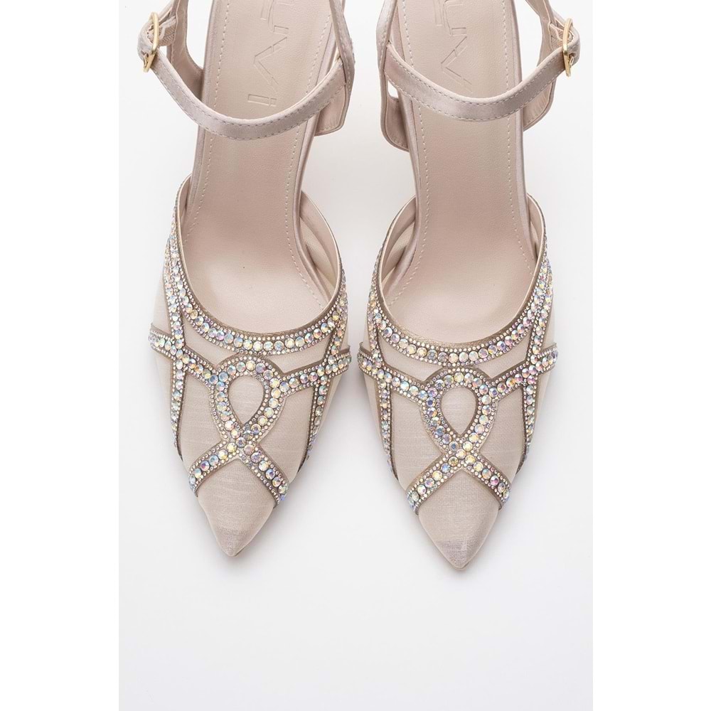 Feles Dantel Taşlı Topuklu Kadın Abiye Ayakkabı