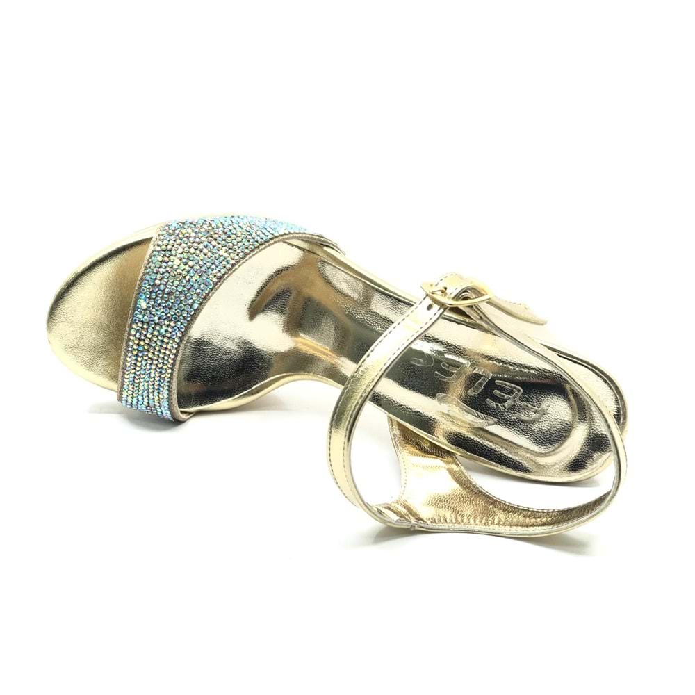 Feles Taşlı Platform Tek Bant Topuklu Kadın Abiye Ayakkabı