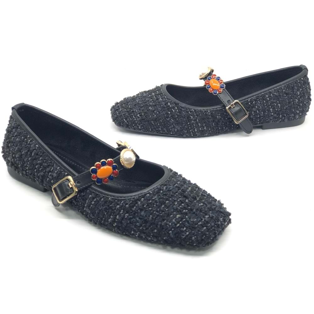 Feles İnci Toka Detaylı Kadın Babet Ayakkabı