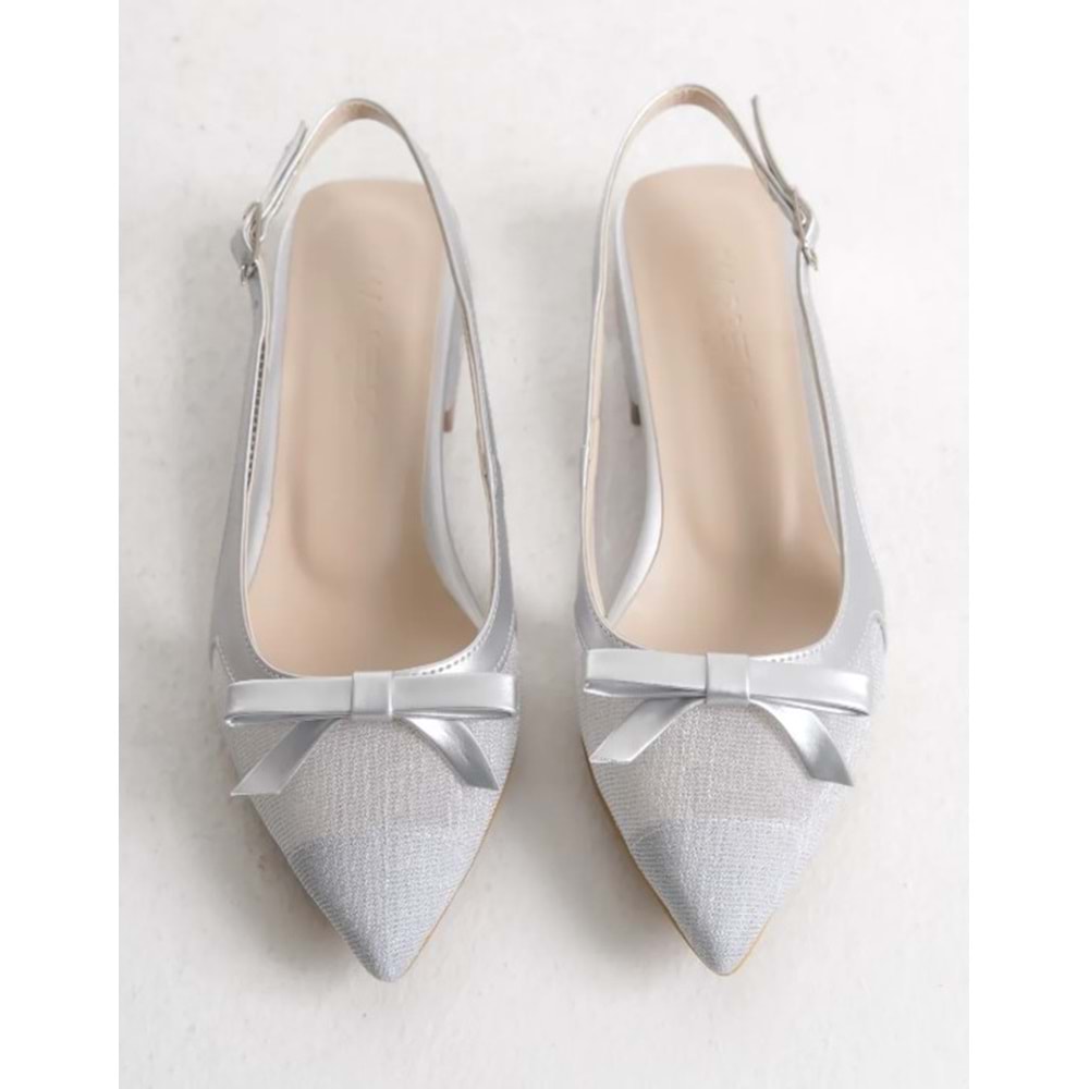 Feles Fiyonk Dantel Detaylı Arkası Açık Kadın Babet Ayakkabı