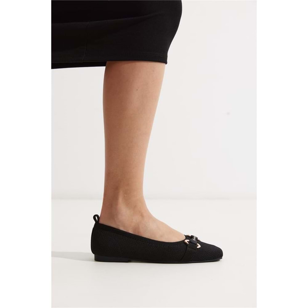 Feles Triko Toka Küt Burun Kadın Babet Ayakkabı