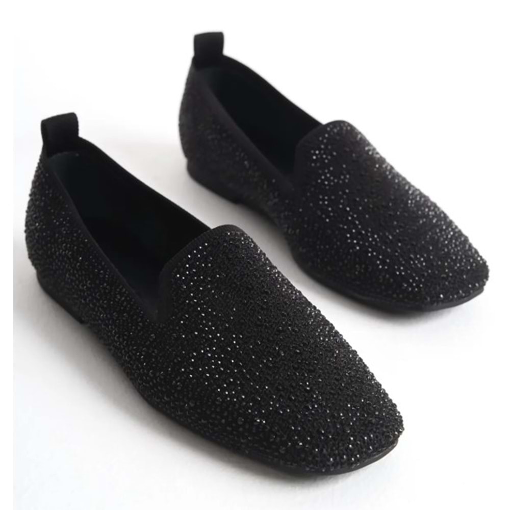 Feles Triko Taş Küt Burun Kadın Babet Ayakkabı