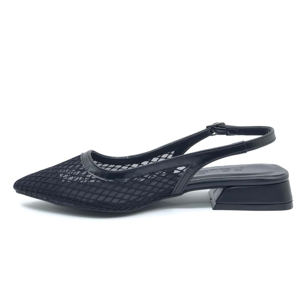 Feles Dantel Detaylı Kısa Topuklu Arkası Açık Kadın Babet Ayakkabı