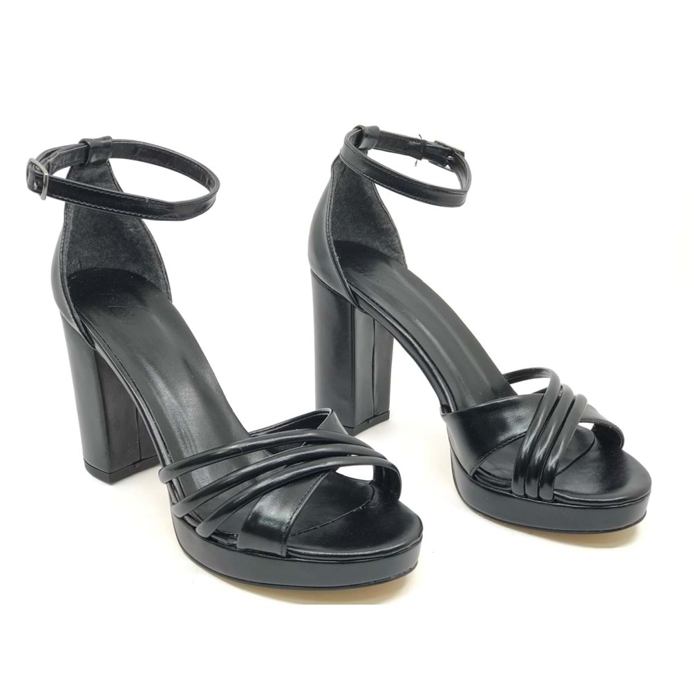 Feles Platform Çapraz Bant Topuklu Kadın Abiye Ayakkabı