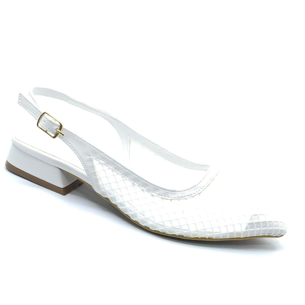 Feles Dantel Detaylı Kısa Topuklu Arkası Açık Kadın Babet Ayakkabı