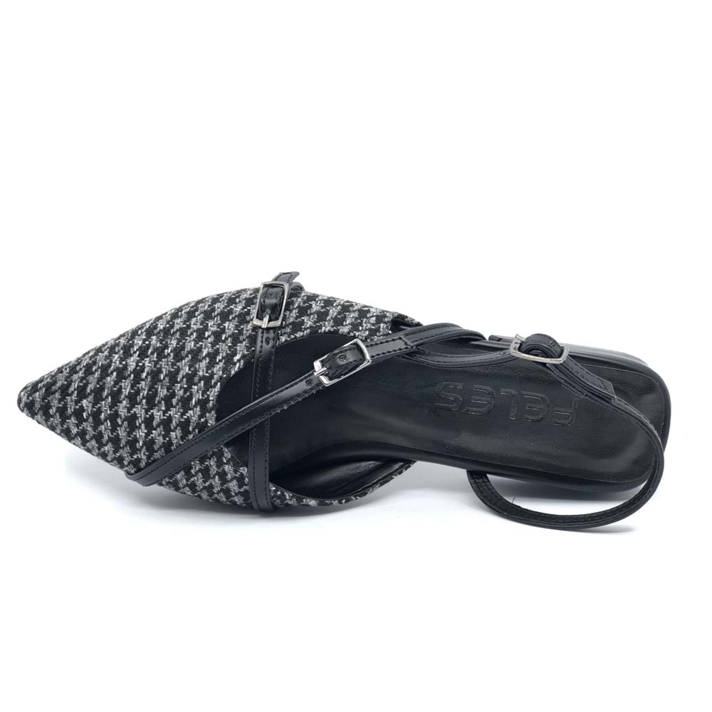 Feles Toka Detaylı Kısa Topuklu Arkası Açık Kadın Babet Ayakkabı