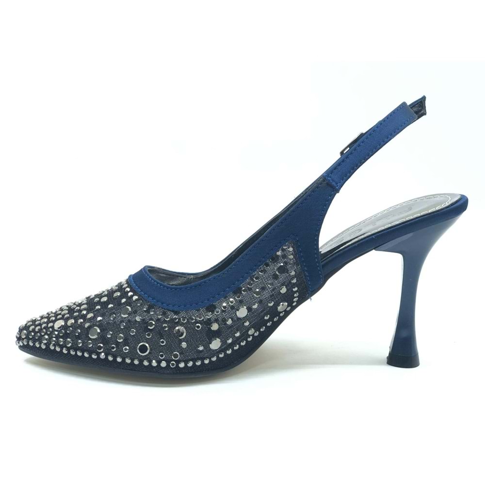 Feles Arkası Açık Şeffaf Taş Detaylı Sindirella Kadın Topuklu Ayakkabı