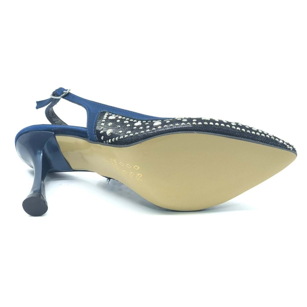 Feles Arkası Açık Şeffaf Taş Detaylı Sindirella Kadın Topuklu Ayakkabı