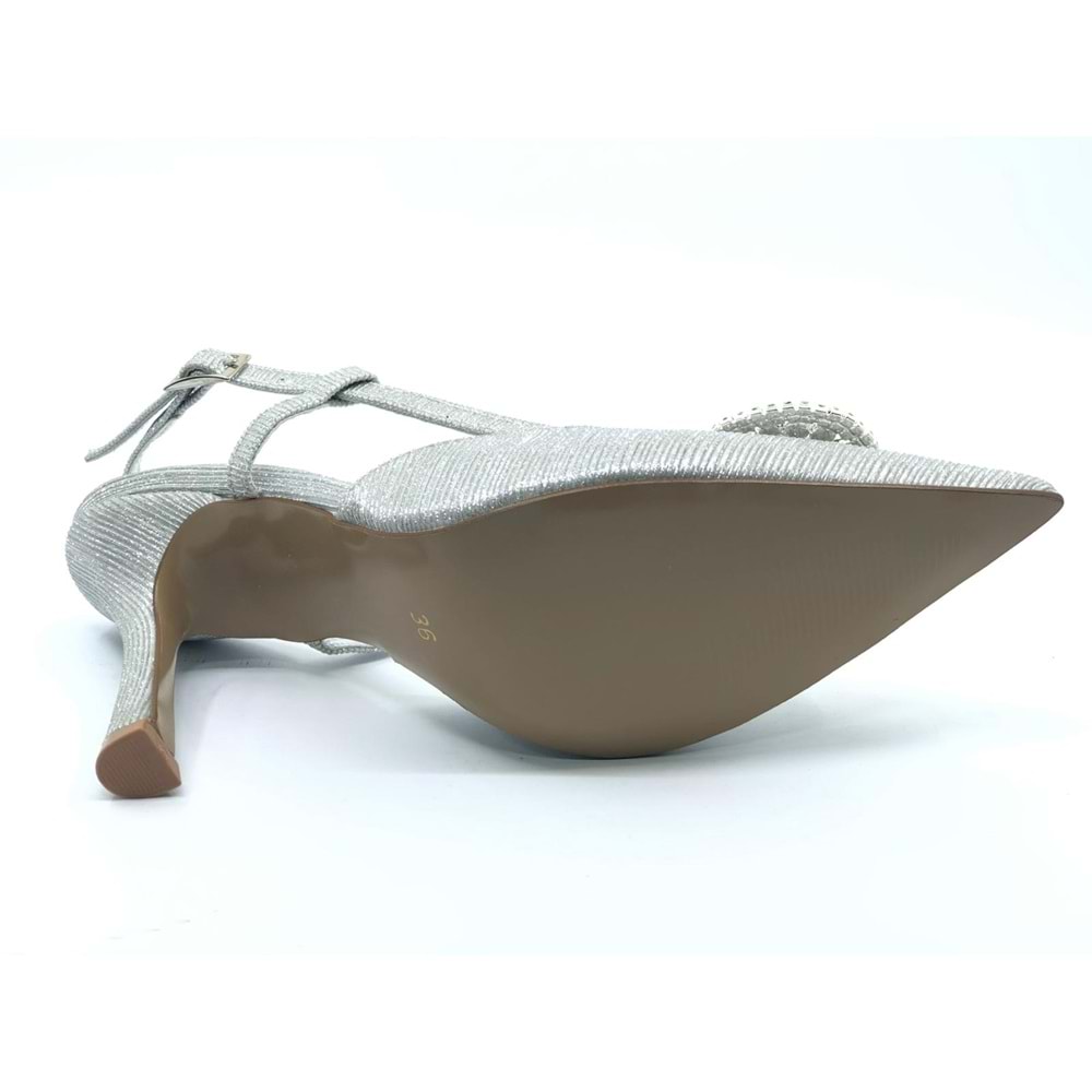 Feles Taş Toka Detaylı Arkası Açık Stiletto Kadın Topuklu Ayakkabı