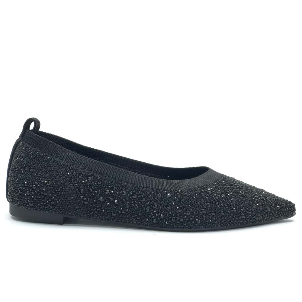 Feles Sivri Burun Taş Detaylı Kadın Babet Ayakkabı