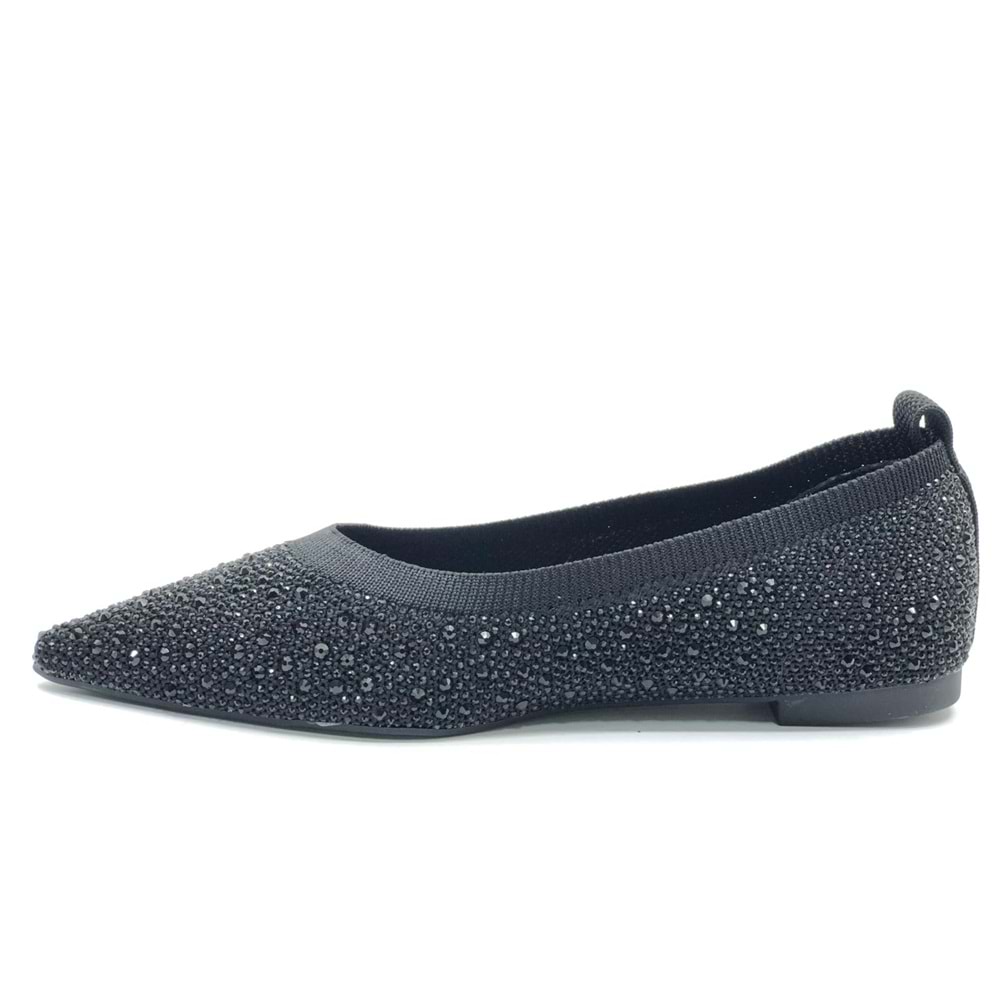 Feles Sivri Burun Taş Detaylı Kadın Babet Ayakkabı