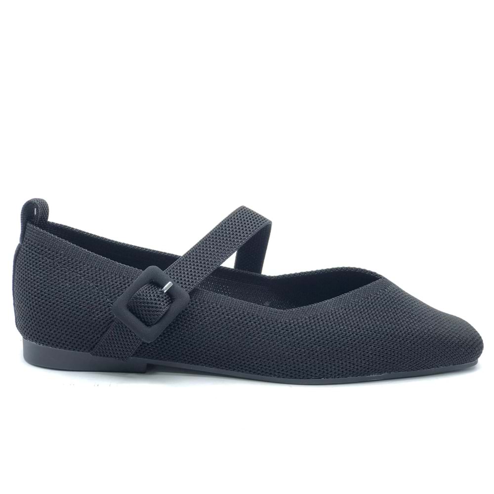 Feles Küt Burun Kemer Detaylı Kadın Babet Ayakkabı