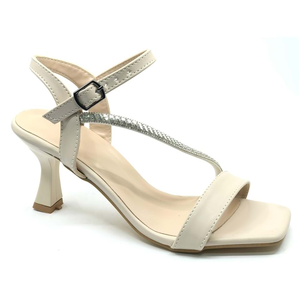 Mehtap Şerit Taş Detaylı Tek Bantlı Kadın Topuklu Abiye Ayakkabı