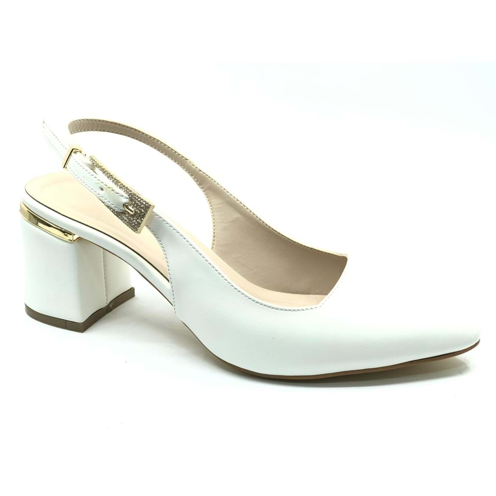 Mehtap Toka Detaylı Topuklu Arkası Açık Klasik Kadın Topuklu Ayakkabı