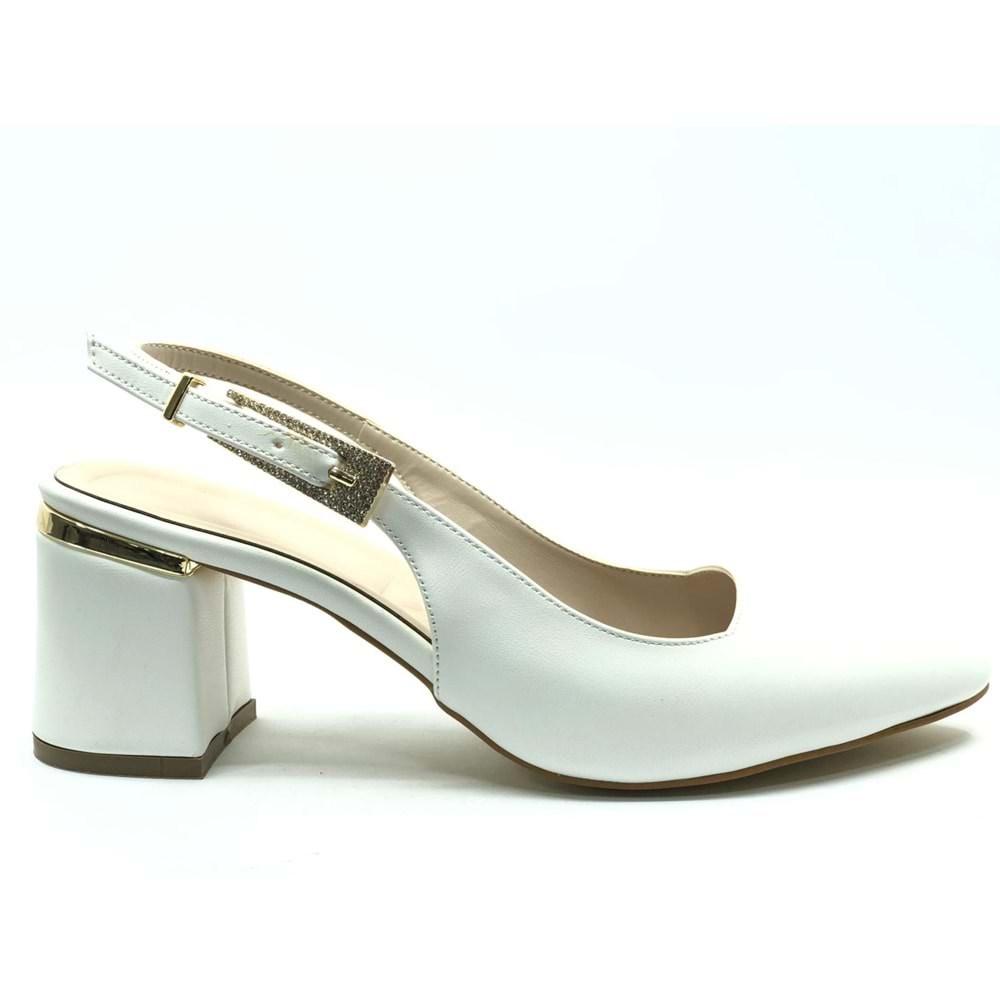 Mehtap Toka Detaylı Topuklu Arkası Açık Klasik Kadın Topuklu Ayakkabı