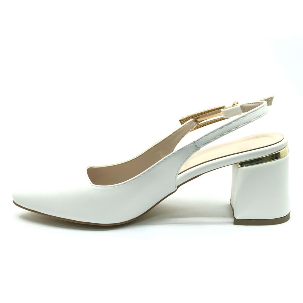 Mehtap Toka Detaylı Topuklu Arkası Açık Klasik Kadın Topuklu Ayakkabı