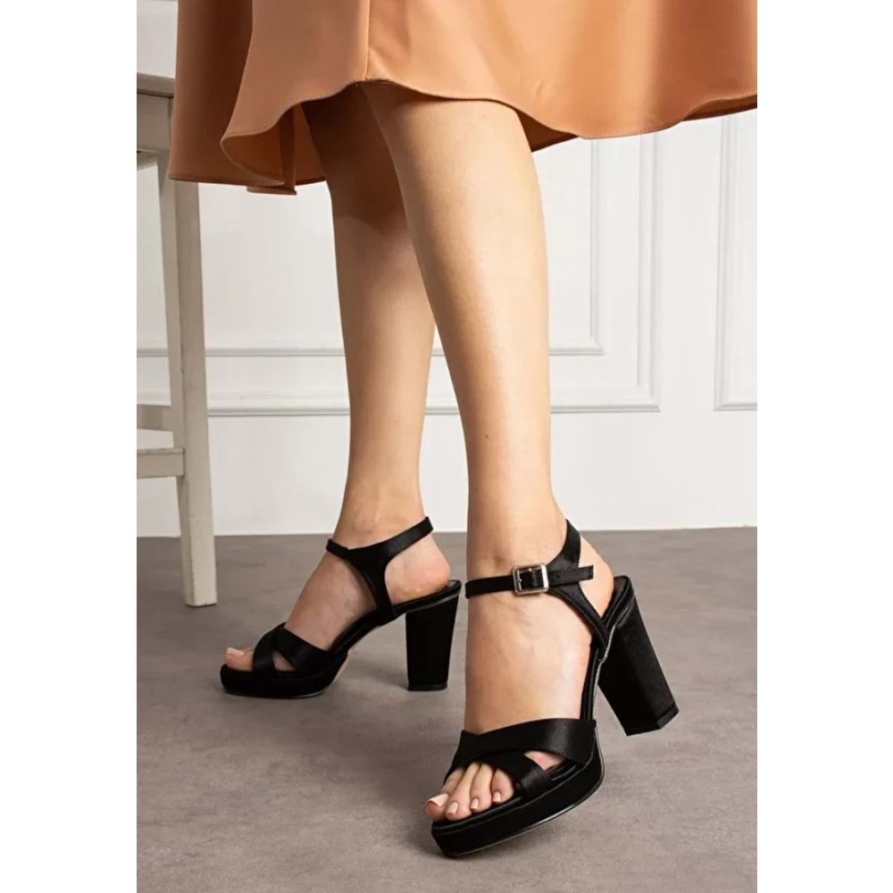 Feles Çapraz 10 cm Platform Topuklu Kadın Abiye Ayakkabı