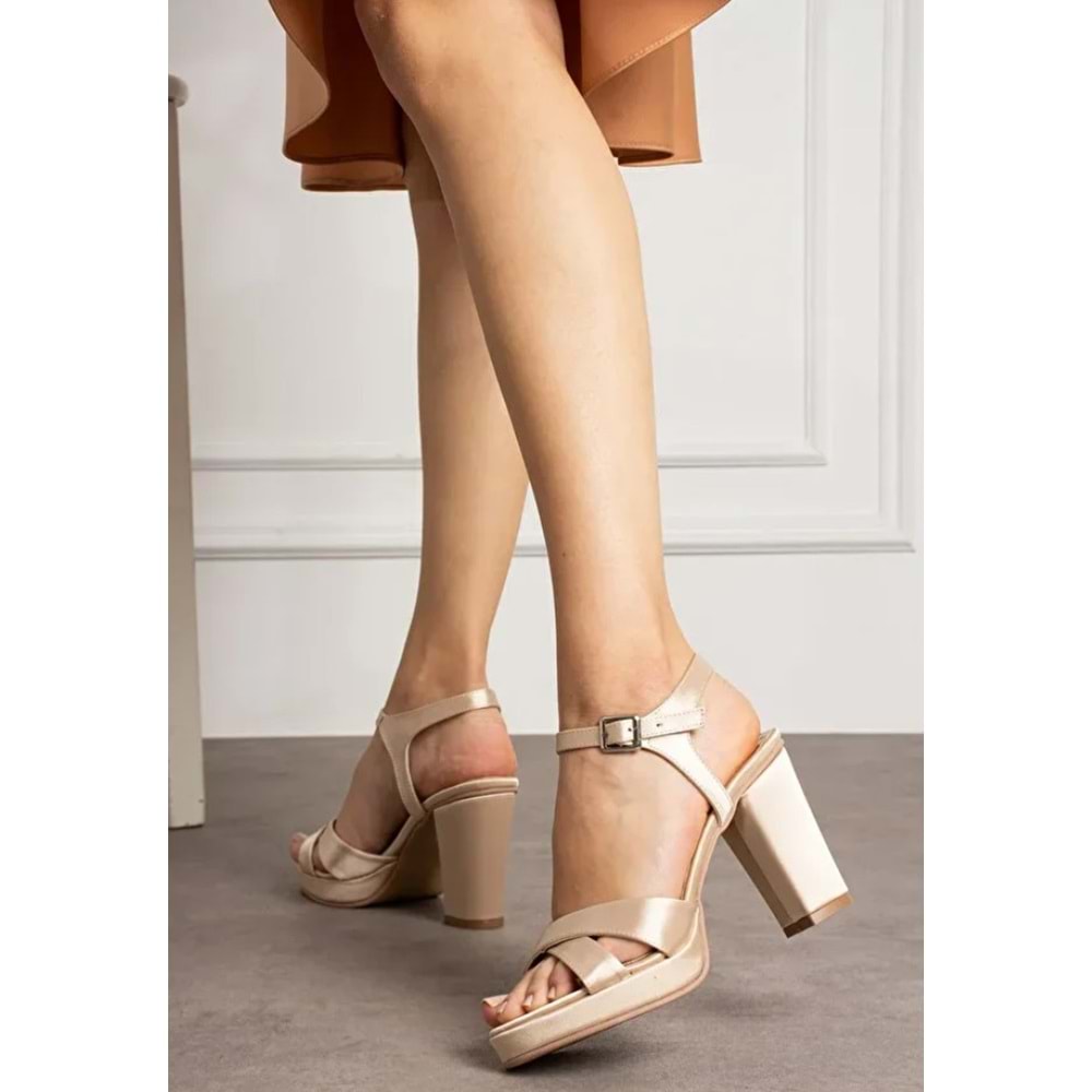 Feles Çapraz 10 cm Platform Topuklu Kadın Abiye Ayakkabı