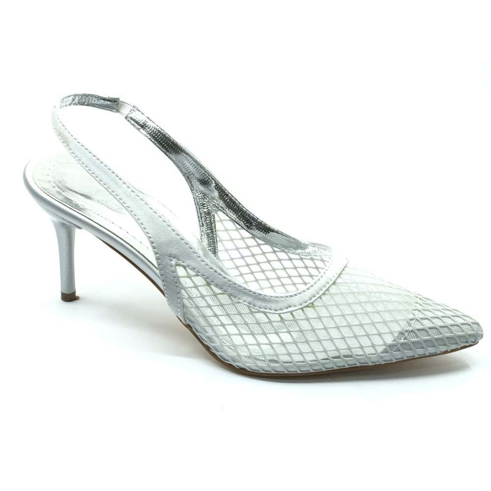 Feles İnce Topuklu Fileli Kadın Ayakkabı