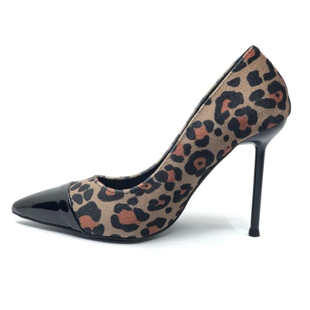 Feles İnce Topuklu Leopar Desenli Stiletto Kadın Ayakkabı
