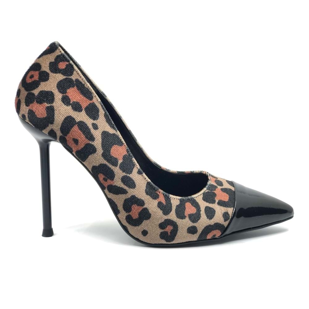 Feles İnce Topuklu Leopar Desenli Stiletto Kadın Ayakkabı