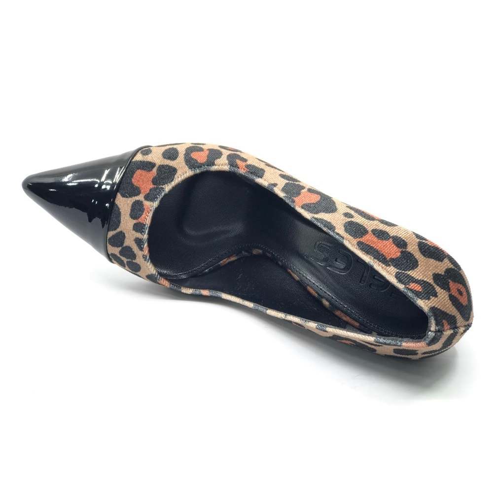 Feles İnce Topuklu Leopar Desenli Stiletto Kadın Ayakkabı