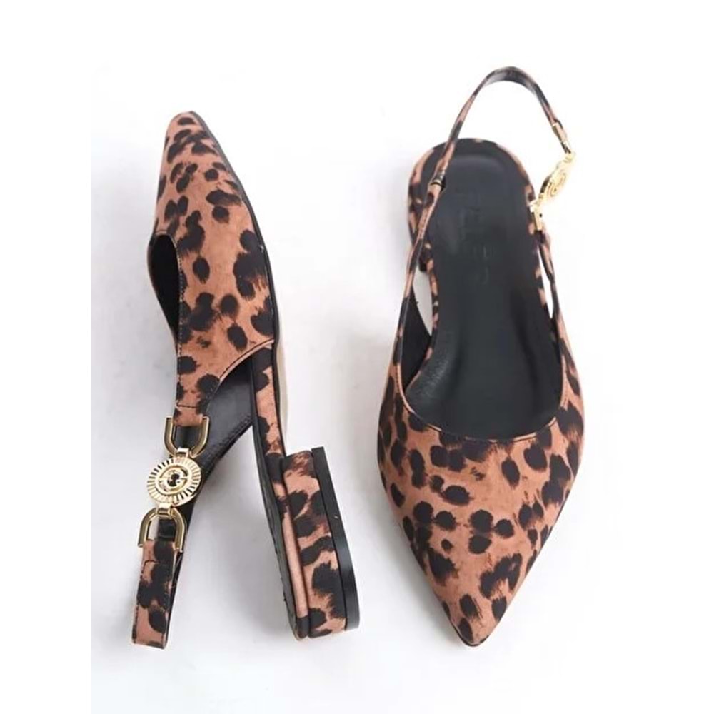 Feles Yan Toka Detaylı Arkası Açık Kadın Babet Ayakkabı