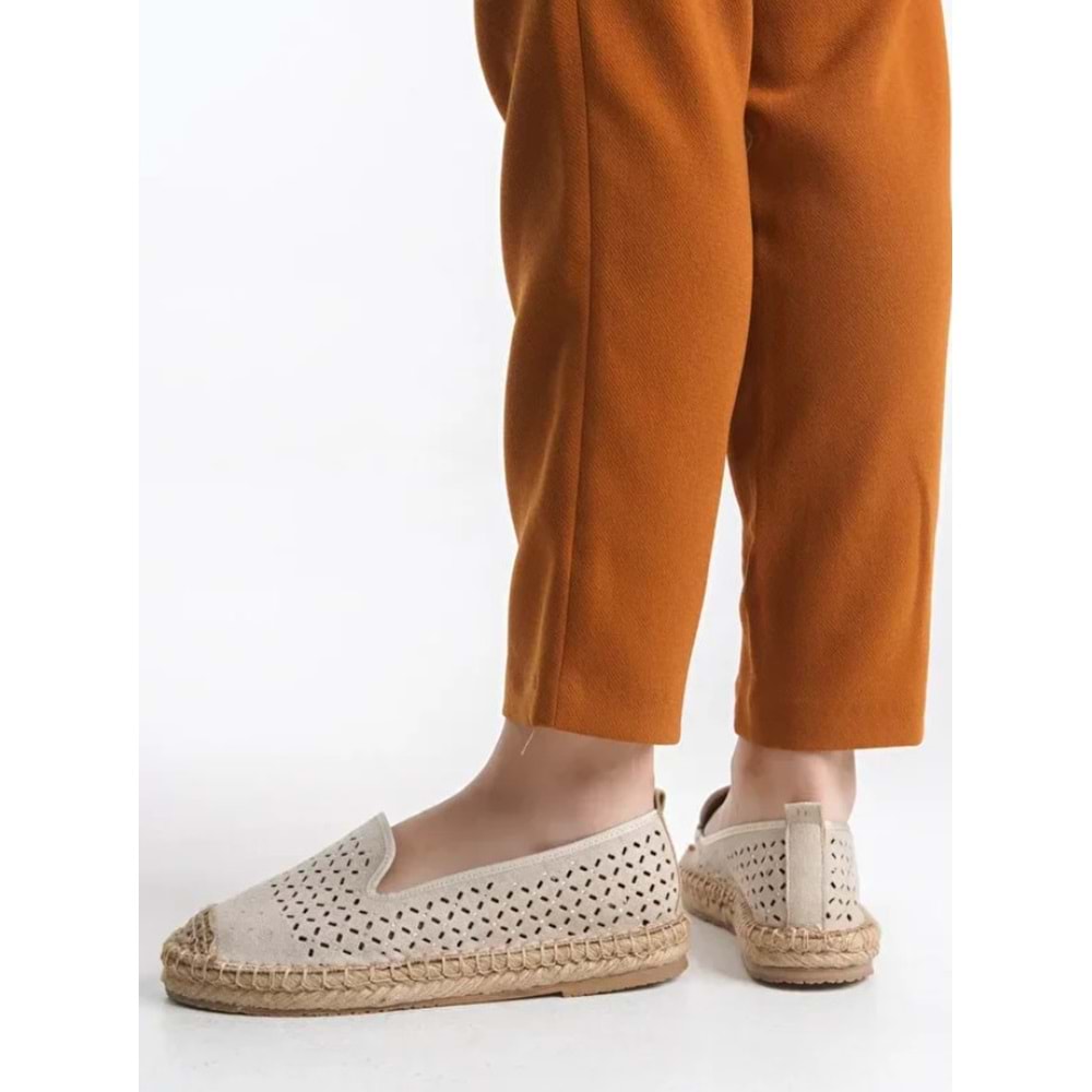 Feles Taş Detaylı Espadril Kadın Babet Ayakkabı