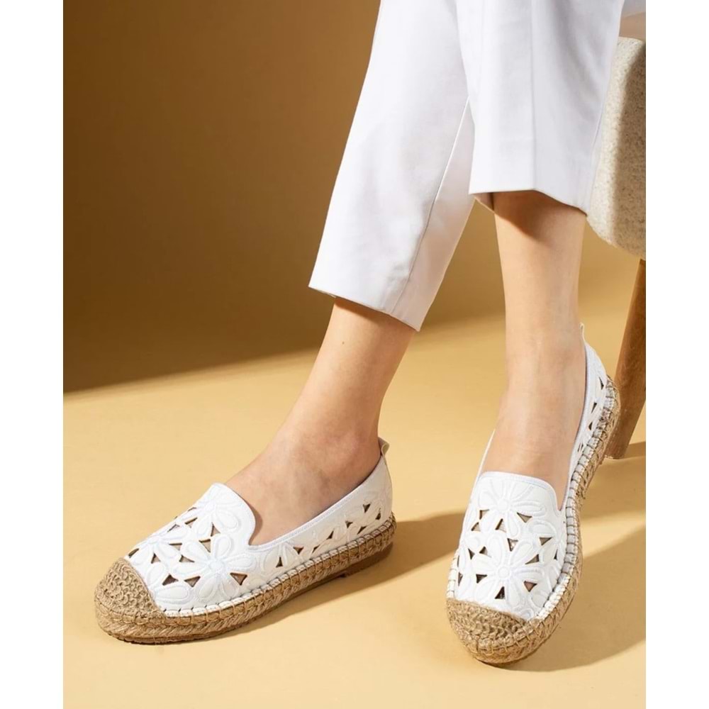 Feles Çiçek Desenli Espadril Kadın Babet Ayakkabı