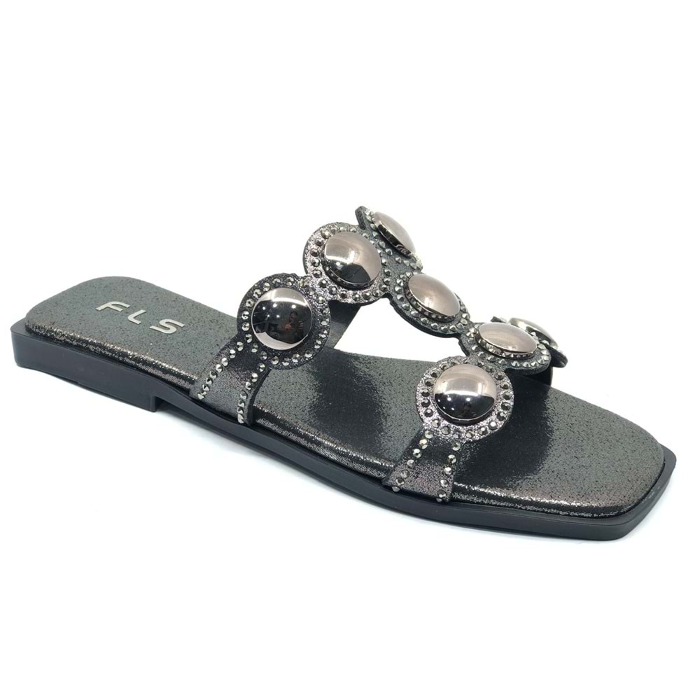 Feles İnce Taban Taş Detaylı Kadın Terlik