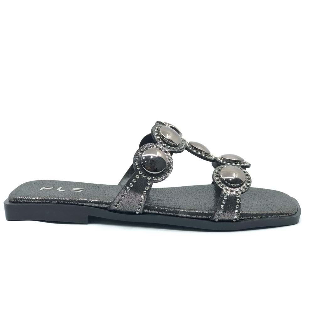 Feles İnce Taban Taş Detaylı Kadın Terlik