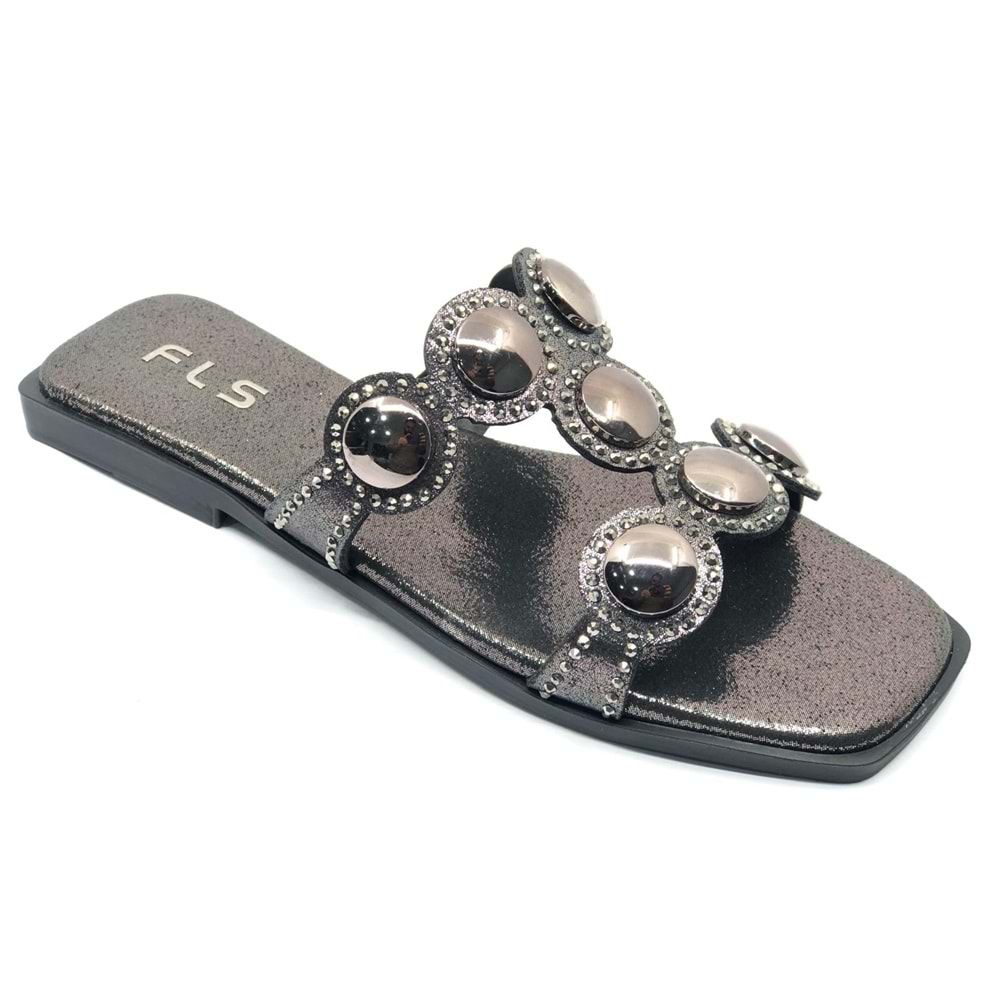 Feles İnce Taban Taş Detaylı Kadın Terlik