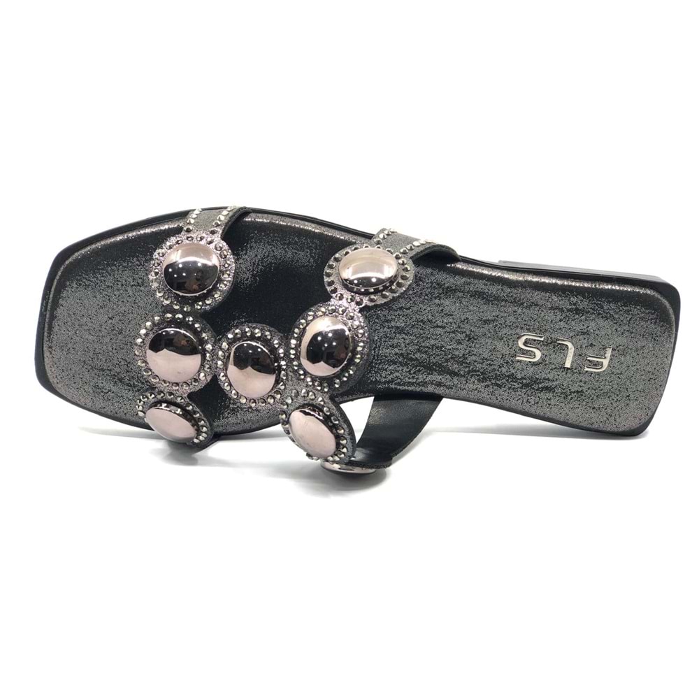 Feles İnce Taban Taş Detaylı Kadın Terlik