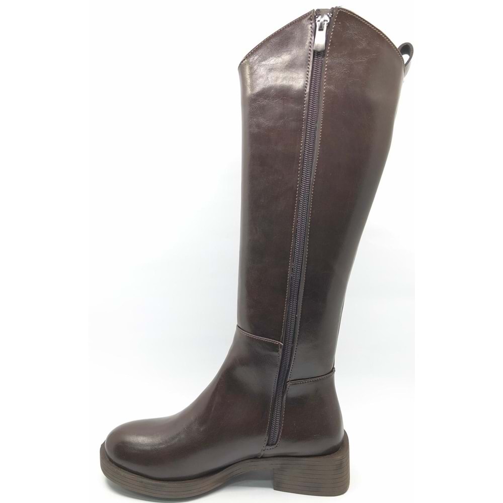 Feles Binici Düz Taban Rugan Fermuarlı Kadın Çizme