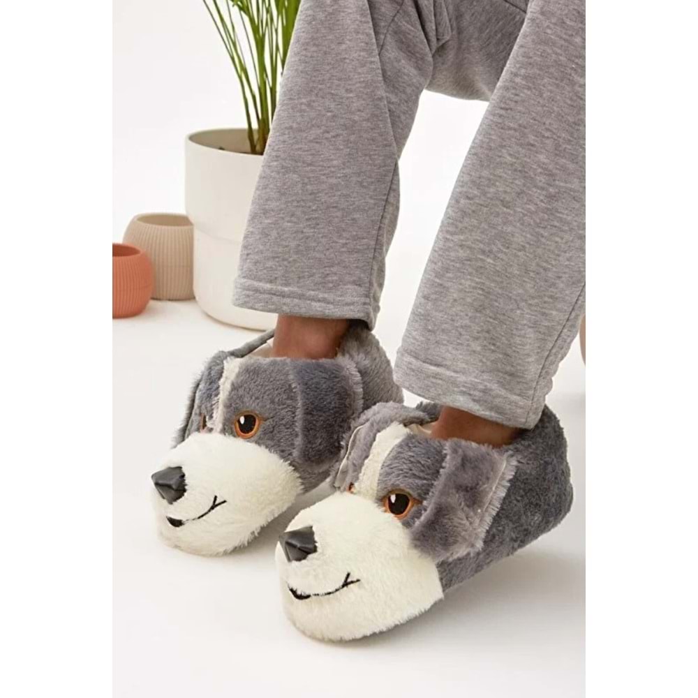 Kocamanlar Sevimli Köpek Figürlü Unisex Hayvanlı Panduf