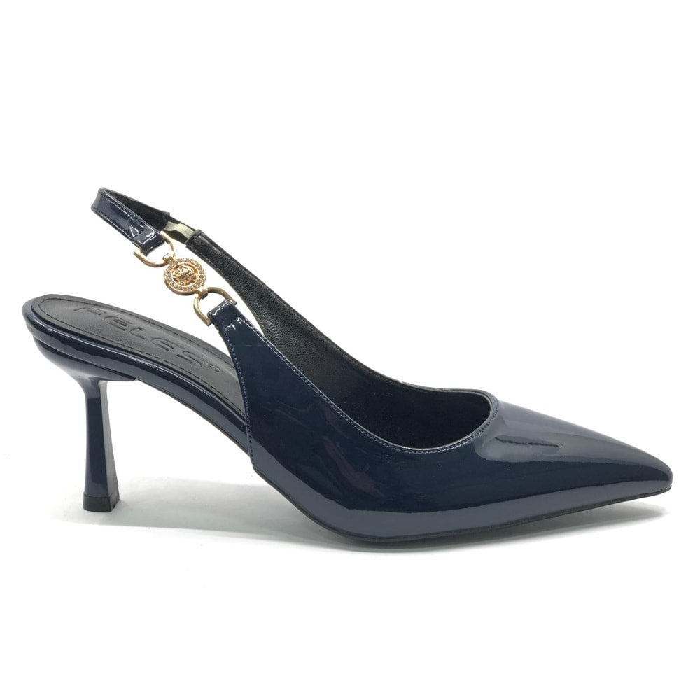 Feles Yan Toka Detaylı Arkası Açık Stiletto Kadın Topuklu Ayakkabı