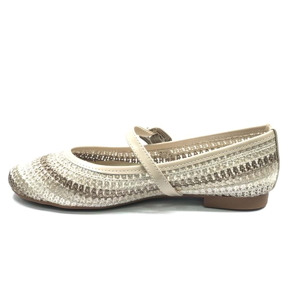 Feles Kemer Toka Hasır Detaylı Kadın Babet Ayakkabı