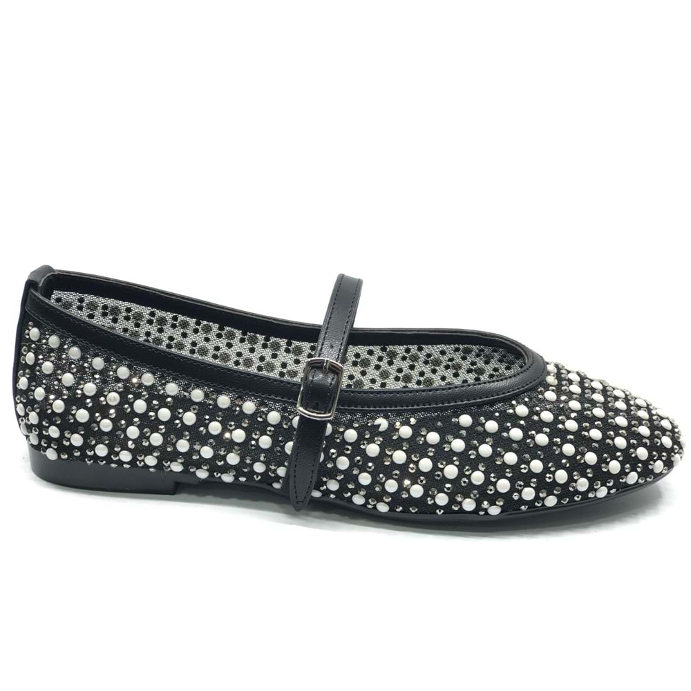 Feles Kemer Toka İnci Taş Detaylı Kadın Babet Ayakkabı