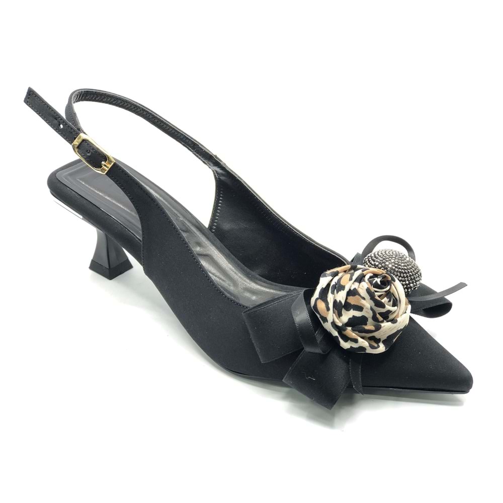 Feles Fular Kurdela Detaylı Arkası Açık Stiletto Kadın Topuklu Ayakkabı