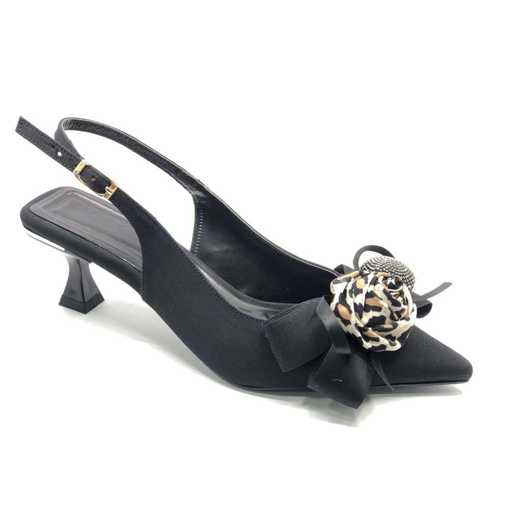 Feles Fular Kurdela Detaylı Arkası Açık Stiletto Kadın Topuklu Ayakkabı