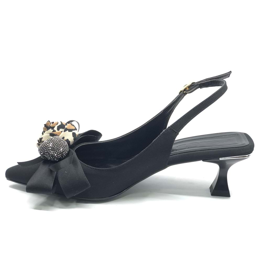 Feles Fular Kurdela Detaylı Arkası Açık Stiletto Kadın Topuklu Ayakkabı