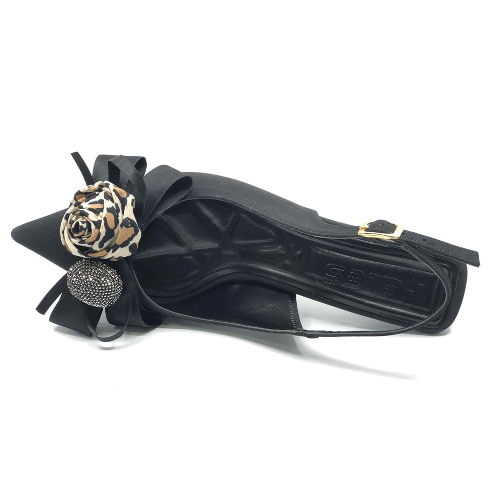 Feles Fular Kurdela Detaylı Arkası Açık Stiletto Kadın Topuklu Ayakkabı