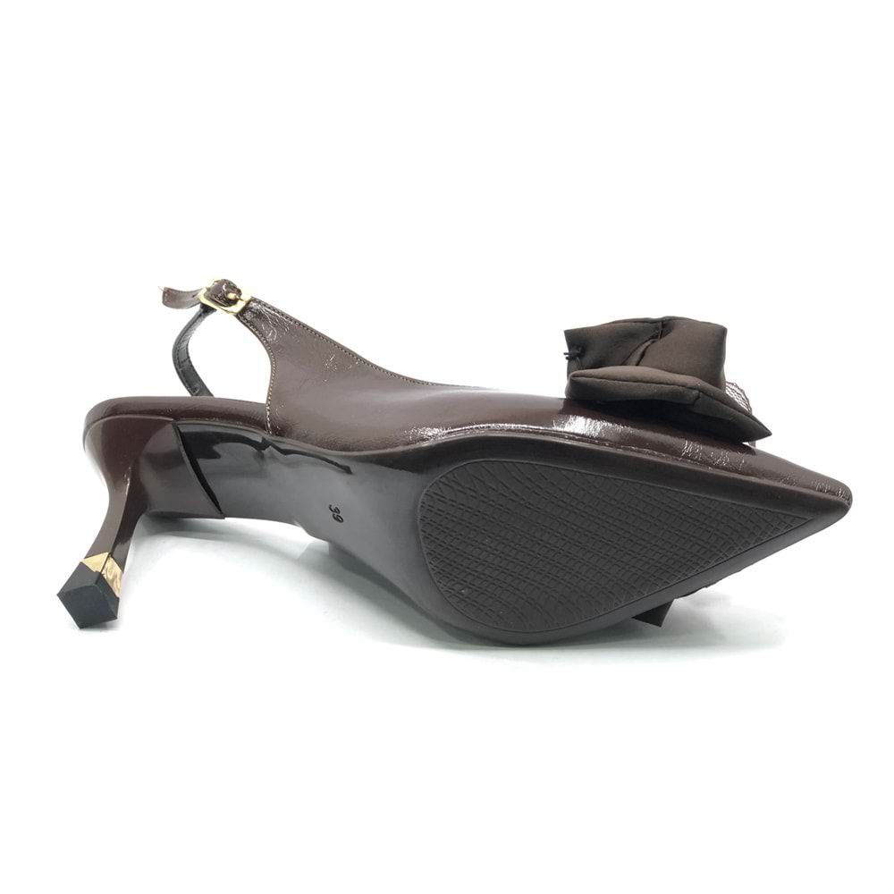 Feles Saten Fiyonk Detaylı Arkası Açık Stiletto Kadın Topuklu Ayakkabı